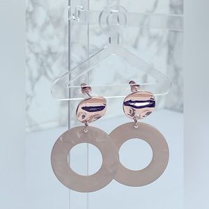 Rose gold beige hoop earrings